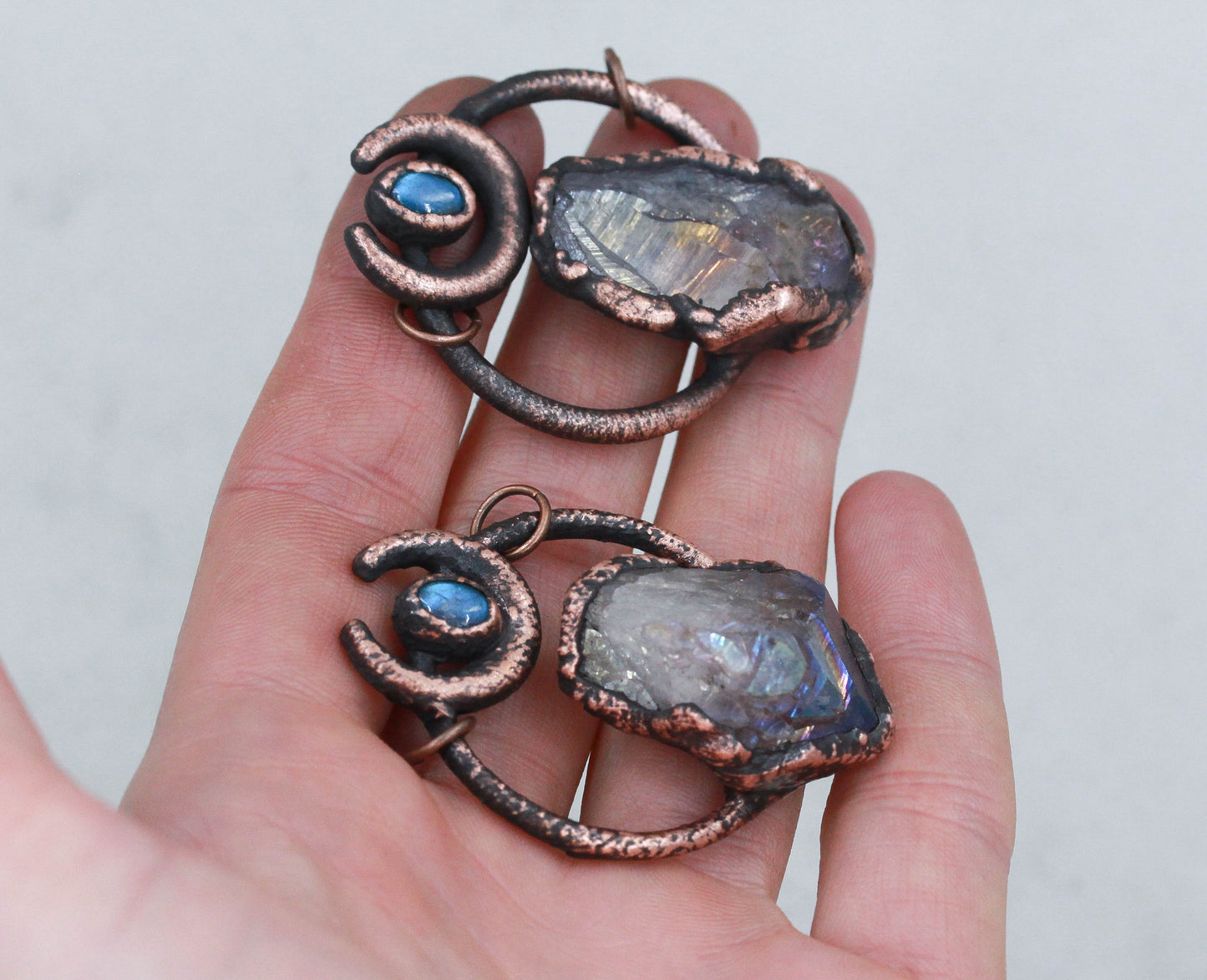Aura Amethyst & Moonstone Moon Necklace