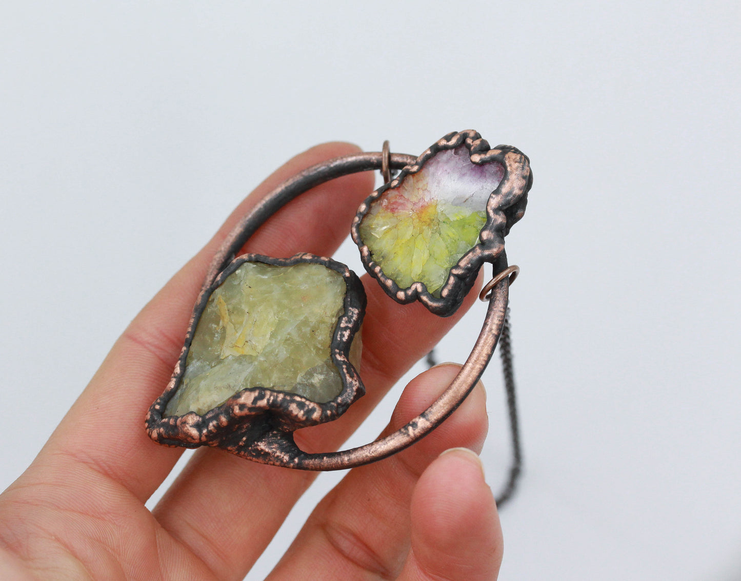 Green Opal & Solar Quartz Necklace