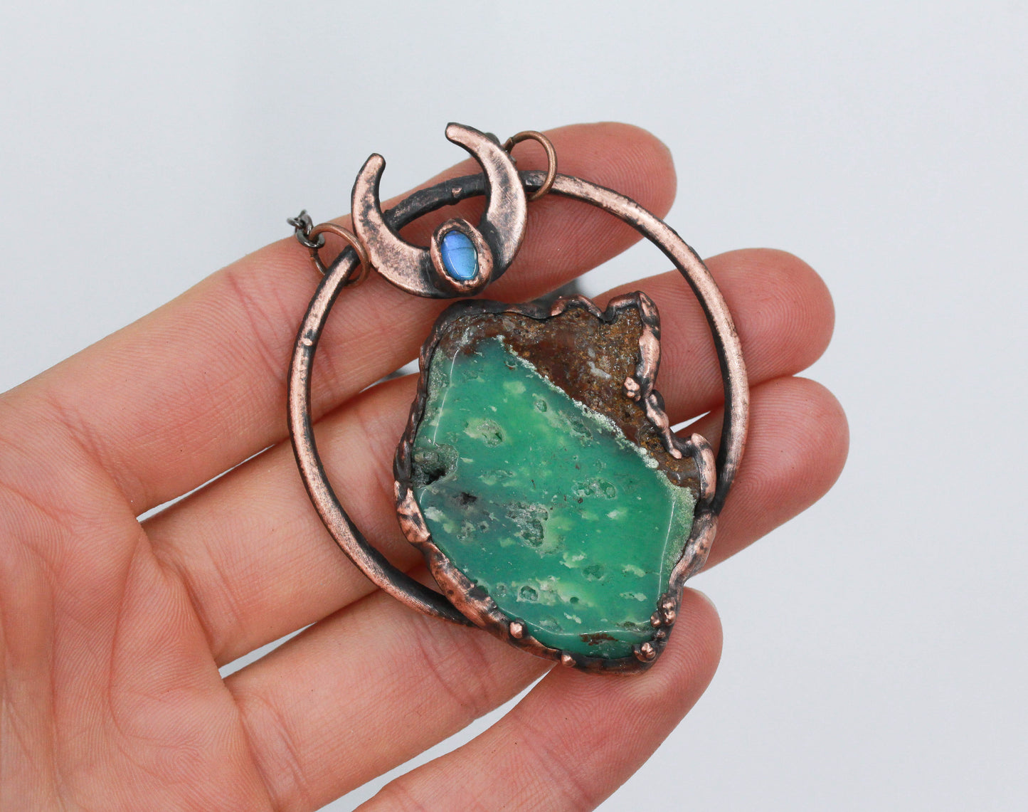 Chrysoprase & Labradorite Moon Necklace