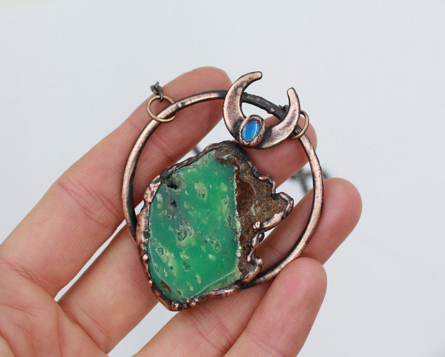 Chrysoprase & Labradorite Moon Necklace