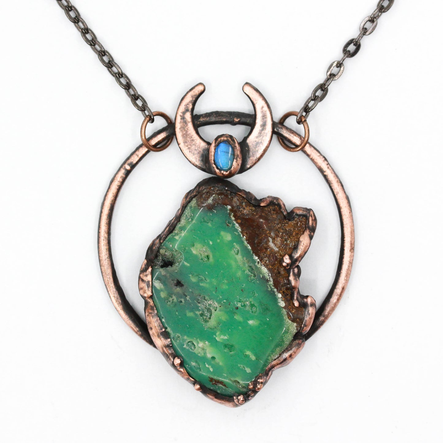 Chrysoprase & Labradorite Moon Necklace