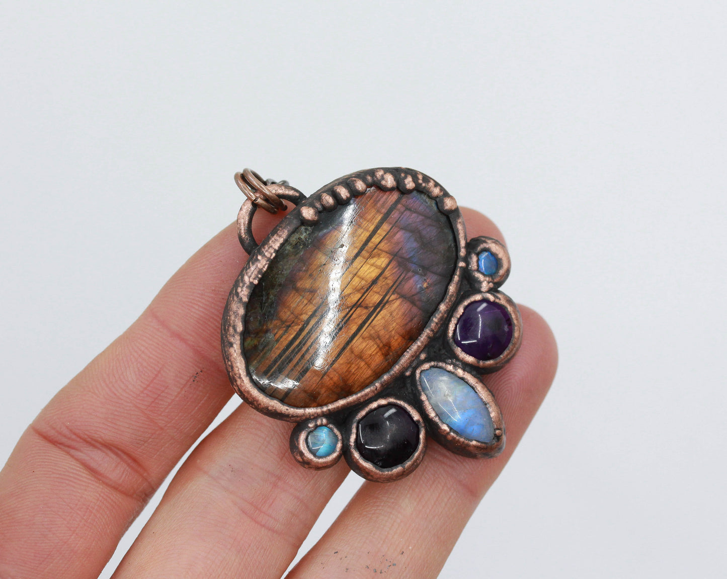 Labradorite, Amethyst & Moonstone Necklace