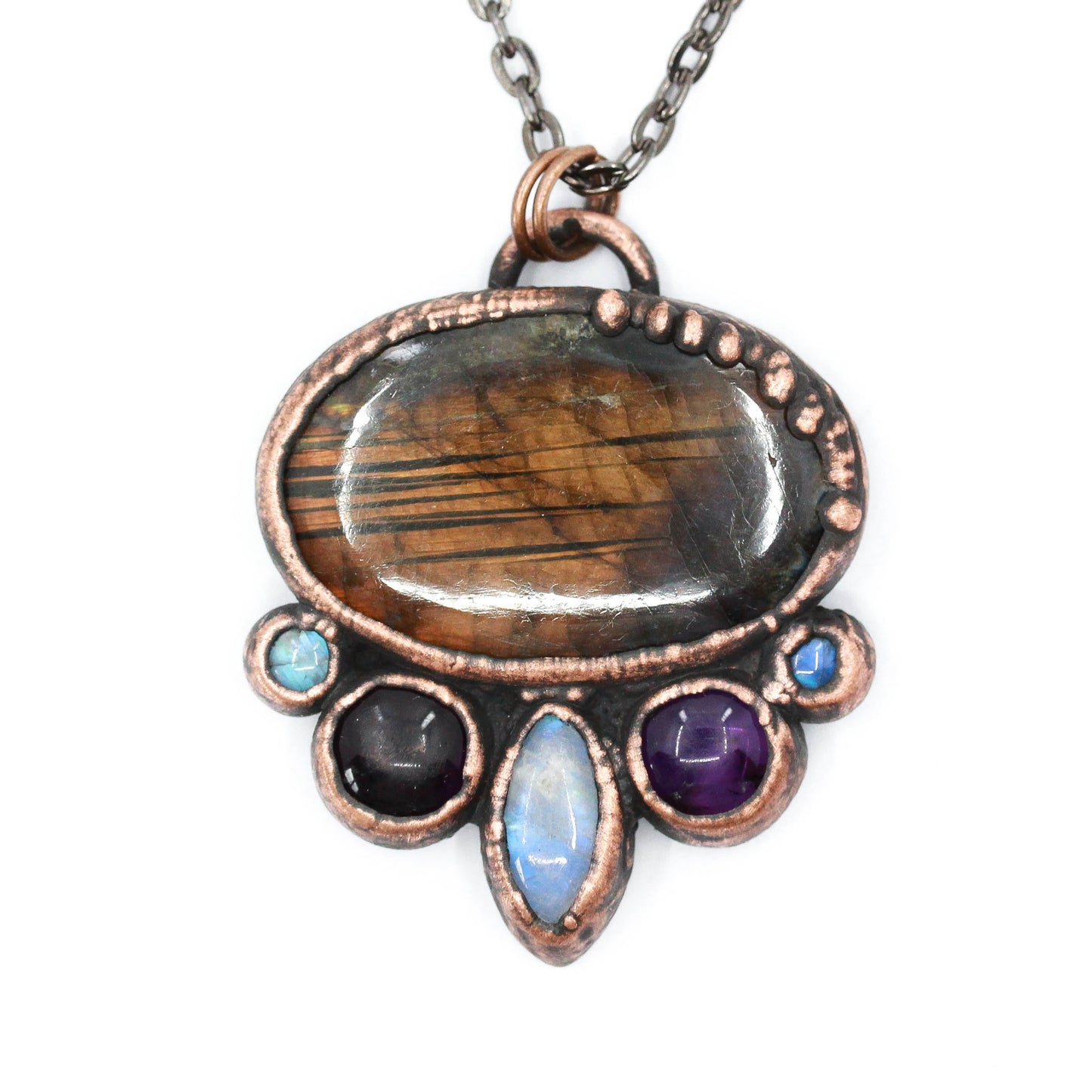 Labradorite, Amethyst & Moonstone Necklace