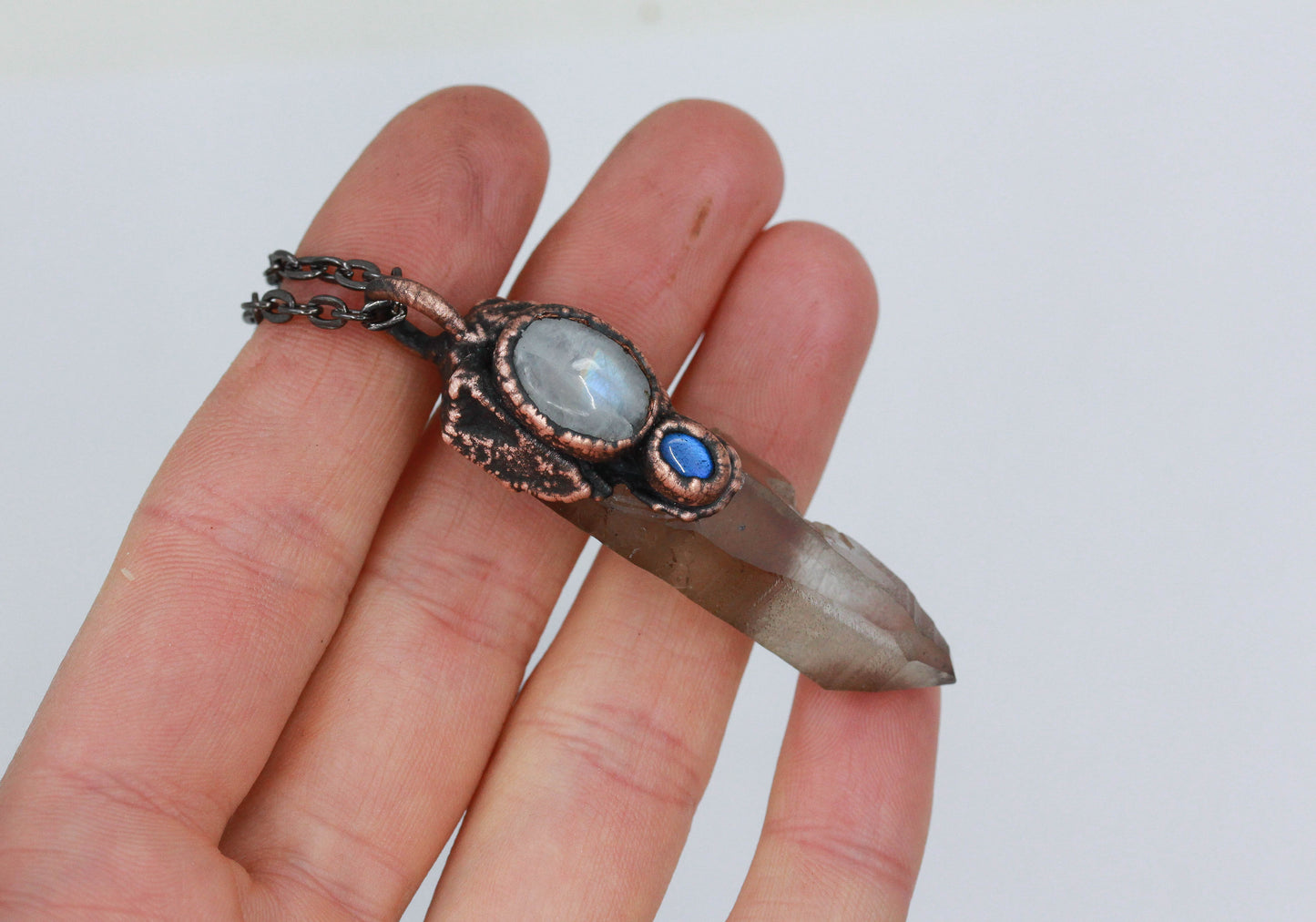 Smoky Quartz, Moonstone & Labradorite Necklace