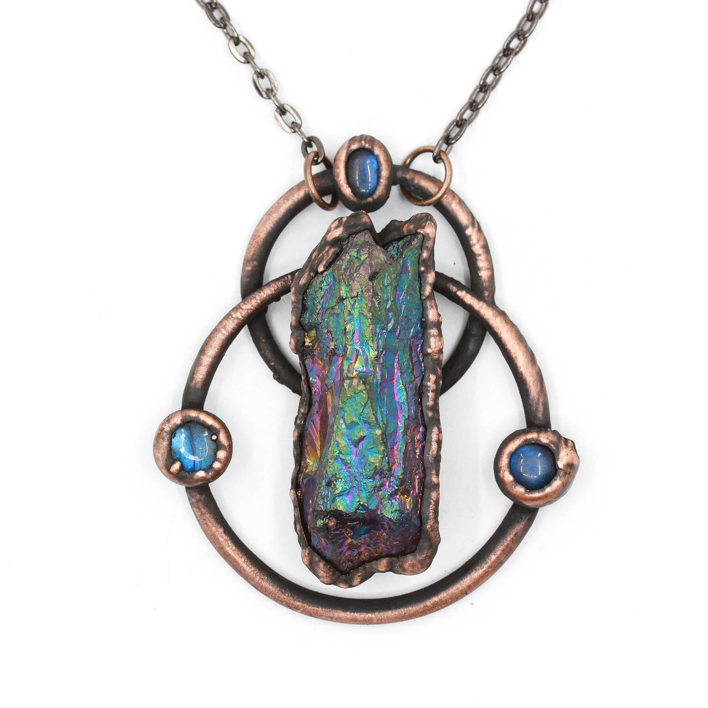 Titanium Aura Amethyst & Labradorite Necklace
