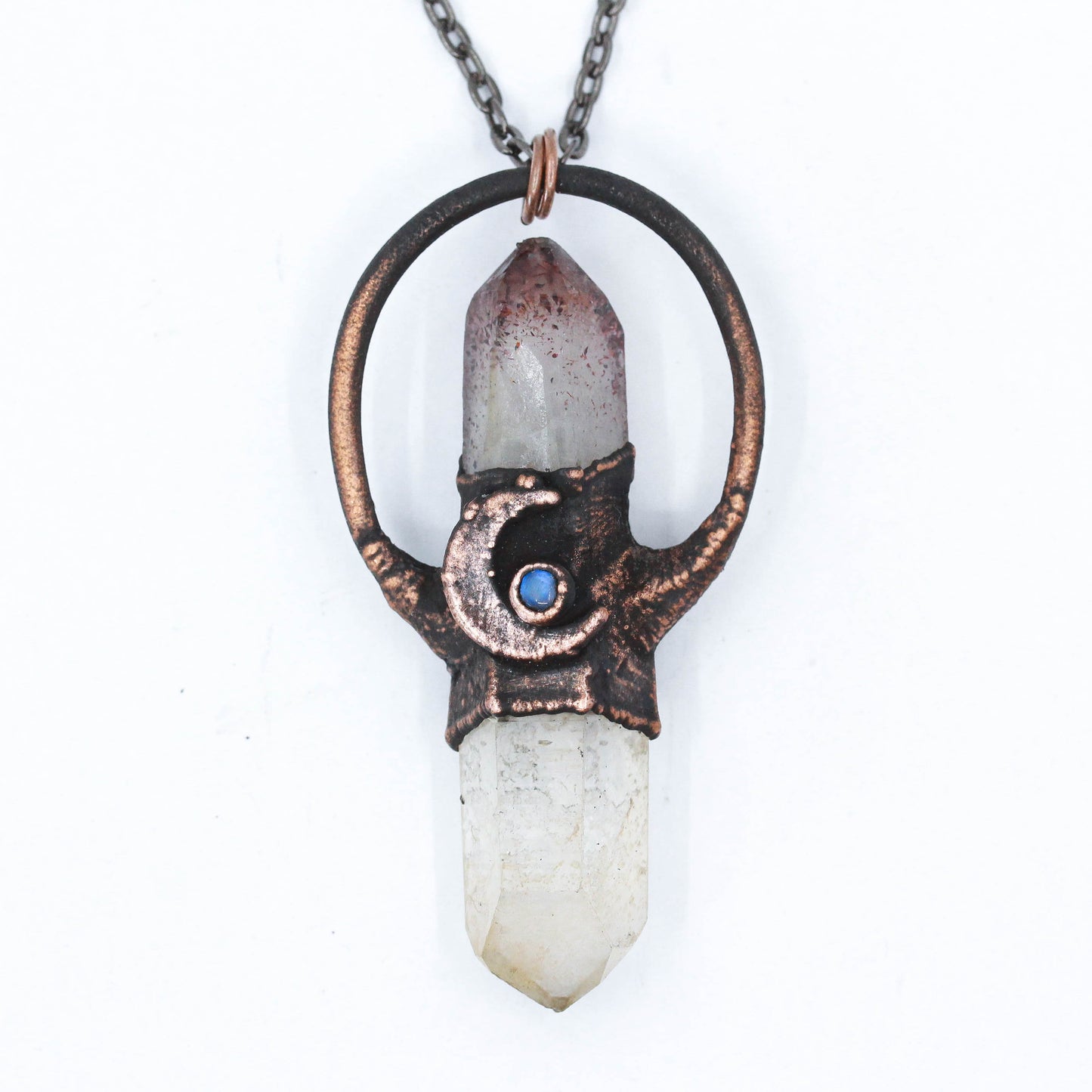 Harlequin Quartz Moon Necklace