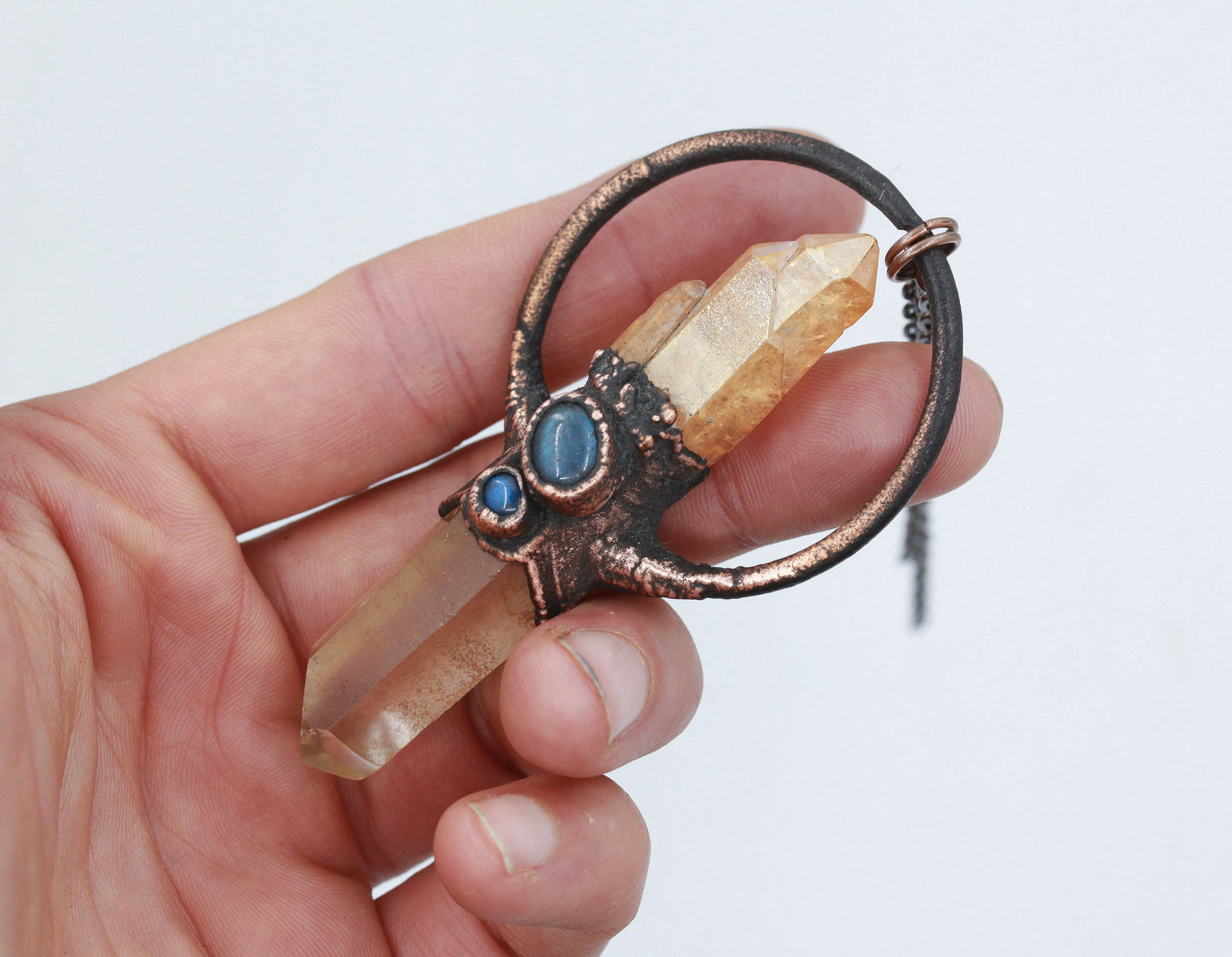 Sunset Aura Quartz, Quartz & Labradorite Necklace