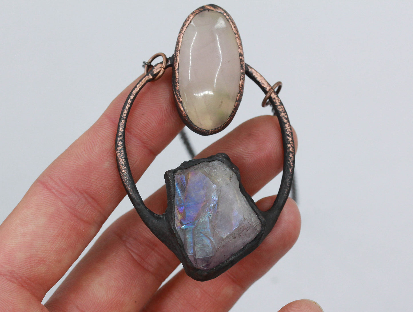 Aura Amethyst & Rose Quartz Necklace