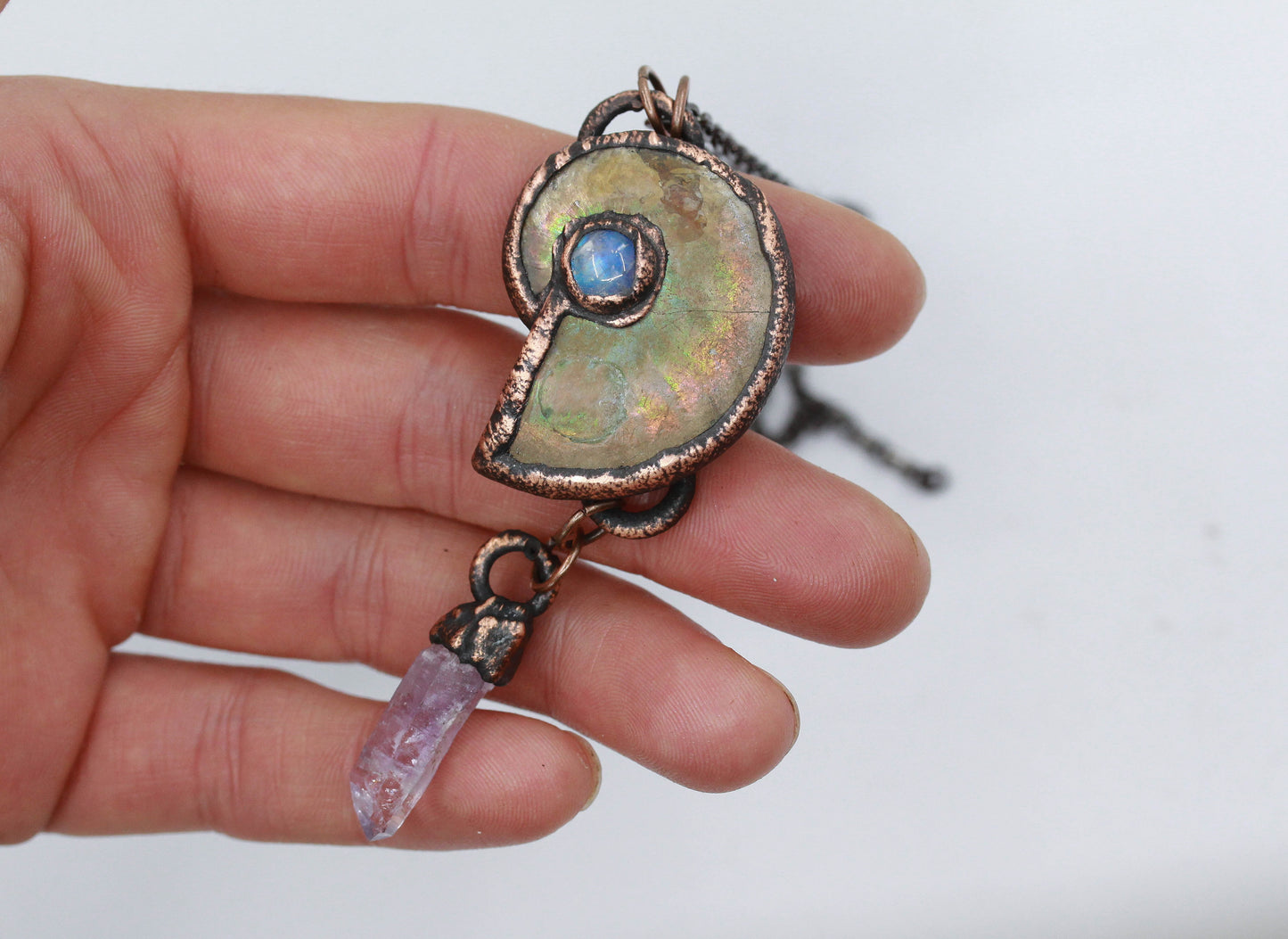 Ammonite & Vera Cruz Amethyst Necklace