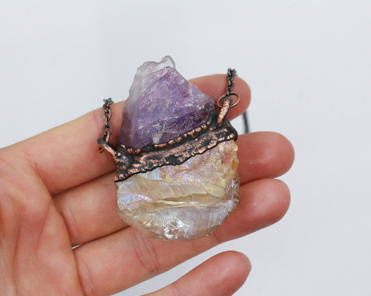 Aura Citrine & Amethyst Necklace