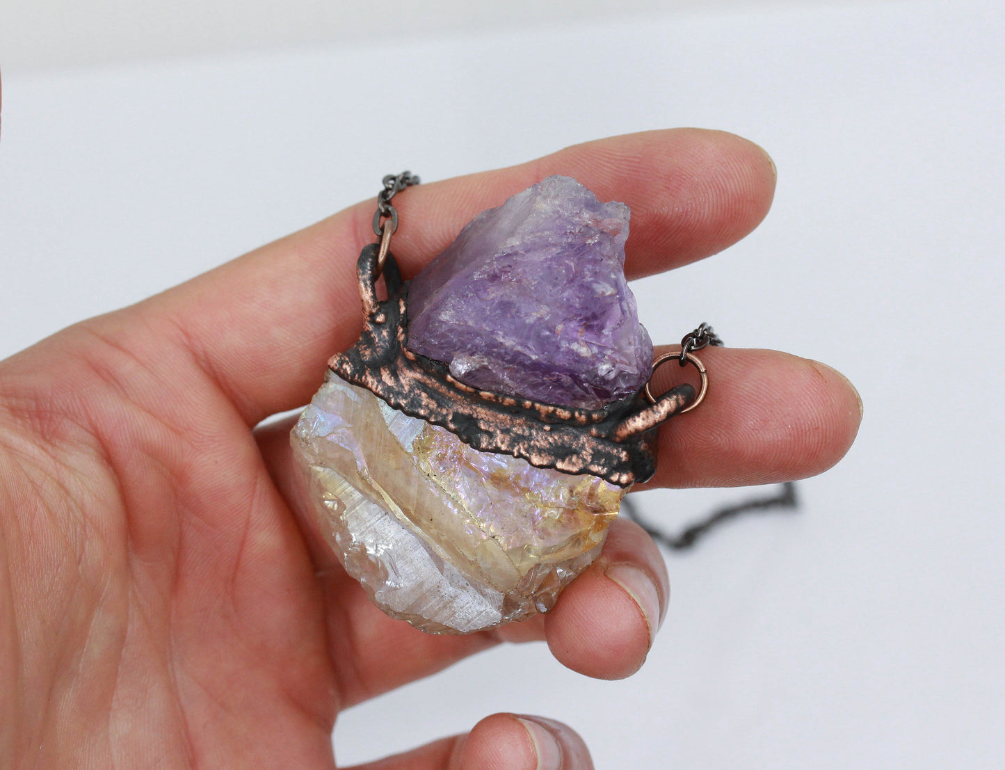 Aura Citrine & Amethyst Necklace