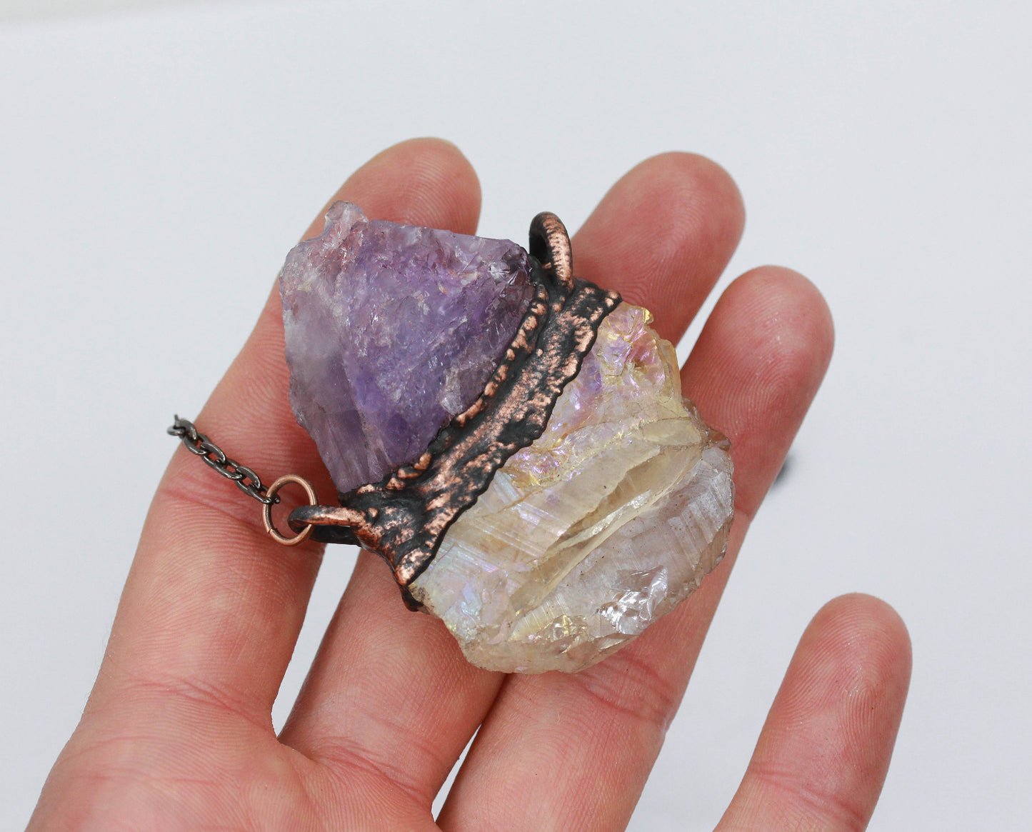 Aura Citrine & Amethyst Necklace