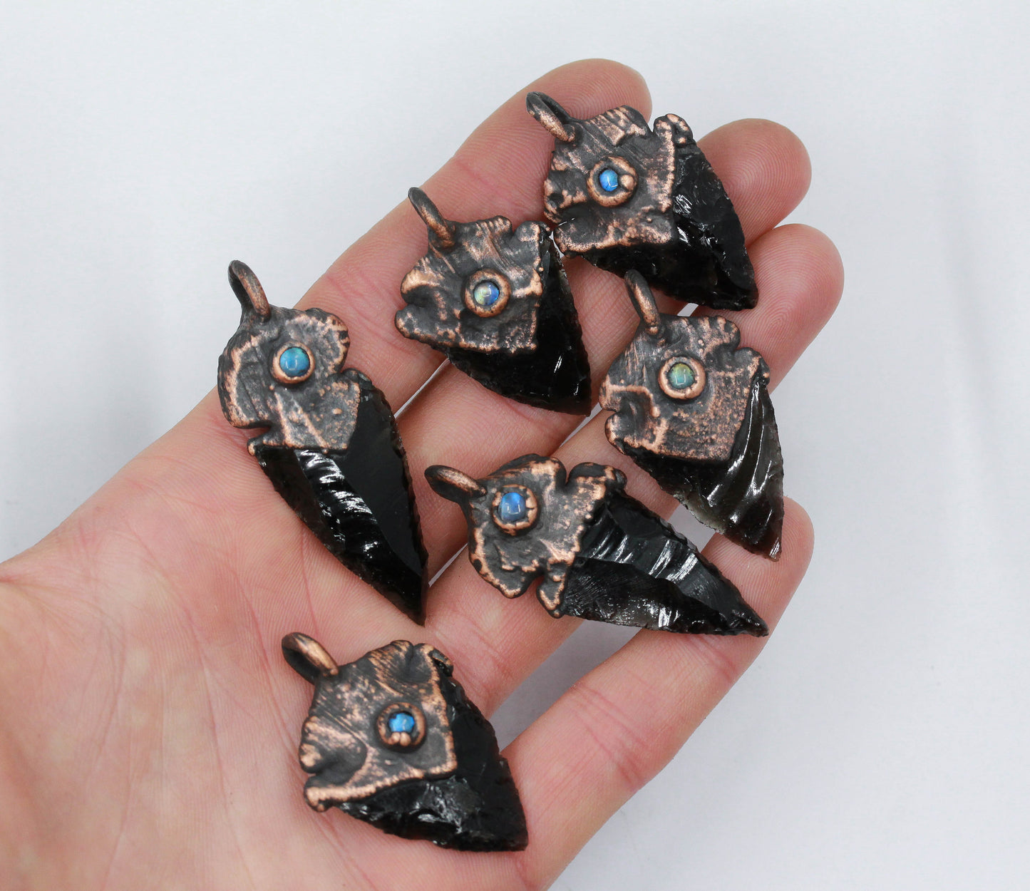 Mini Obsidian Arrowhead & Moonstone Necklace