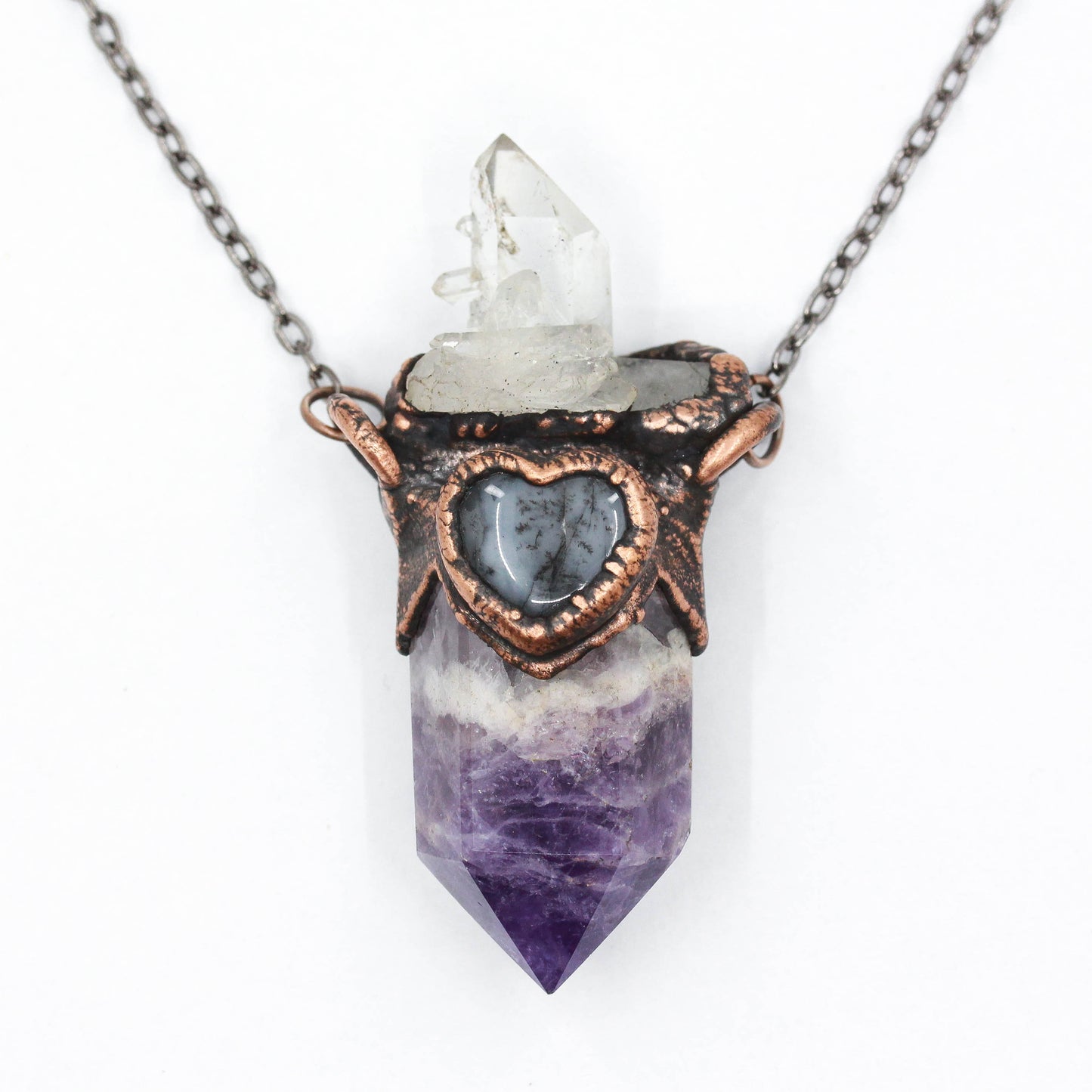 Amethyst, Quartz & Dendritic Agate Necklace