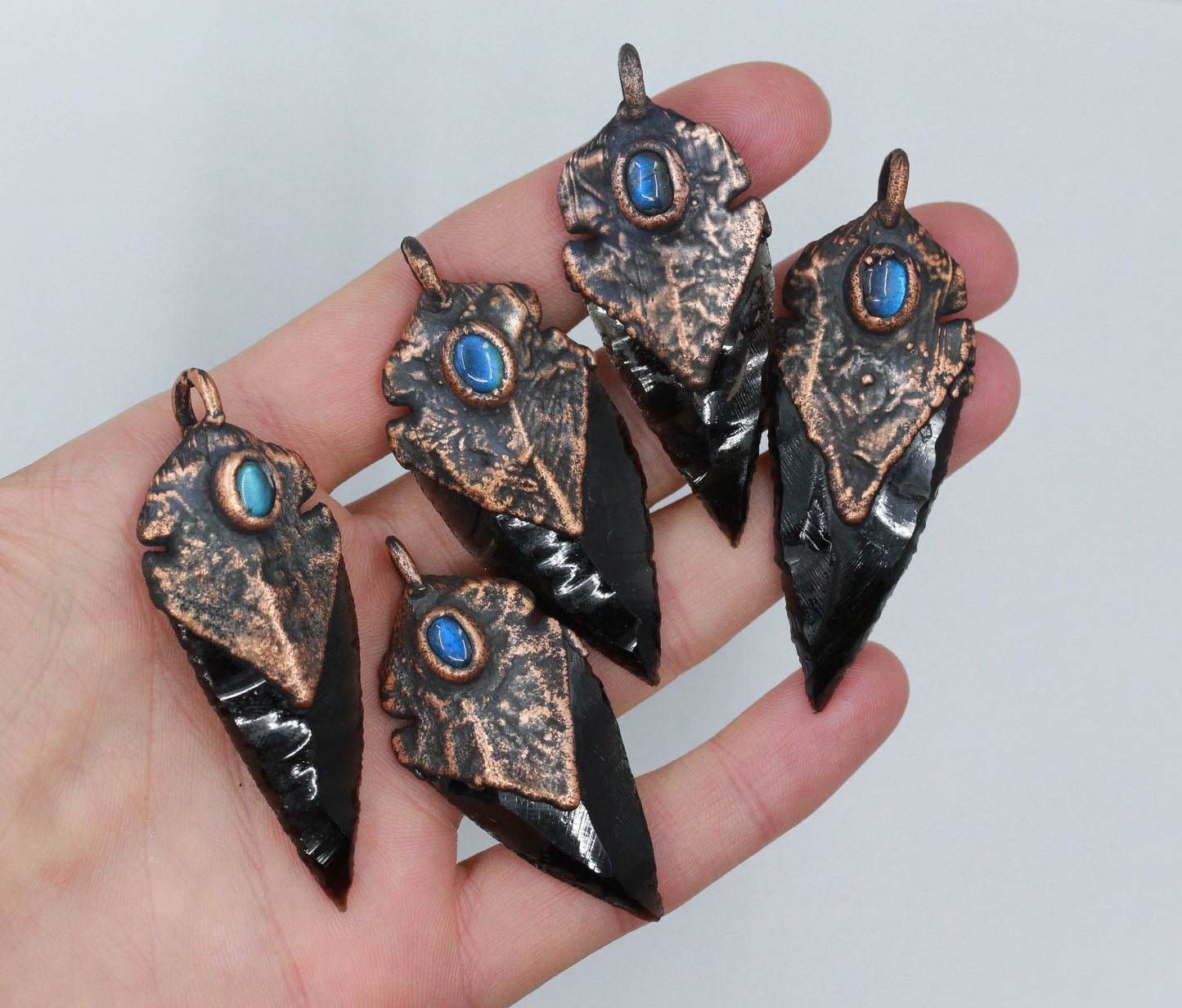 Obsidian Arrowhead & Labradorite Necklace