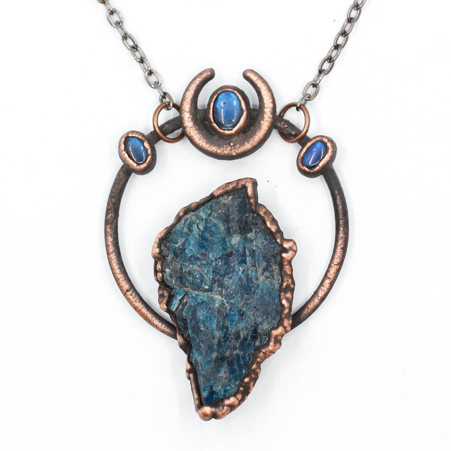 Apatite & Labradorite Moon Necklace