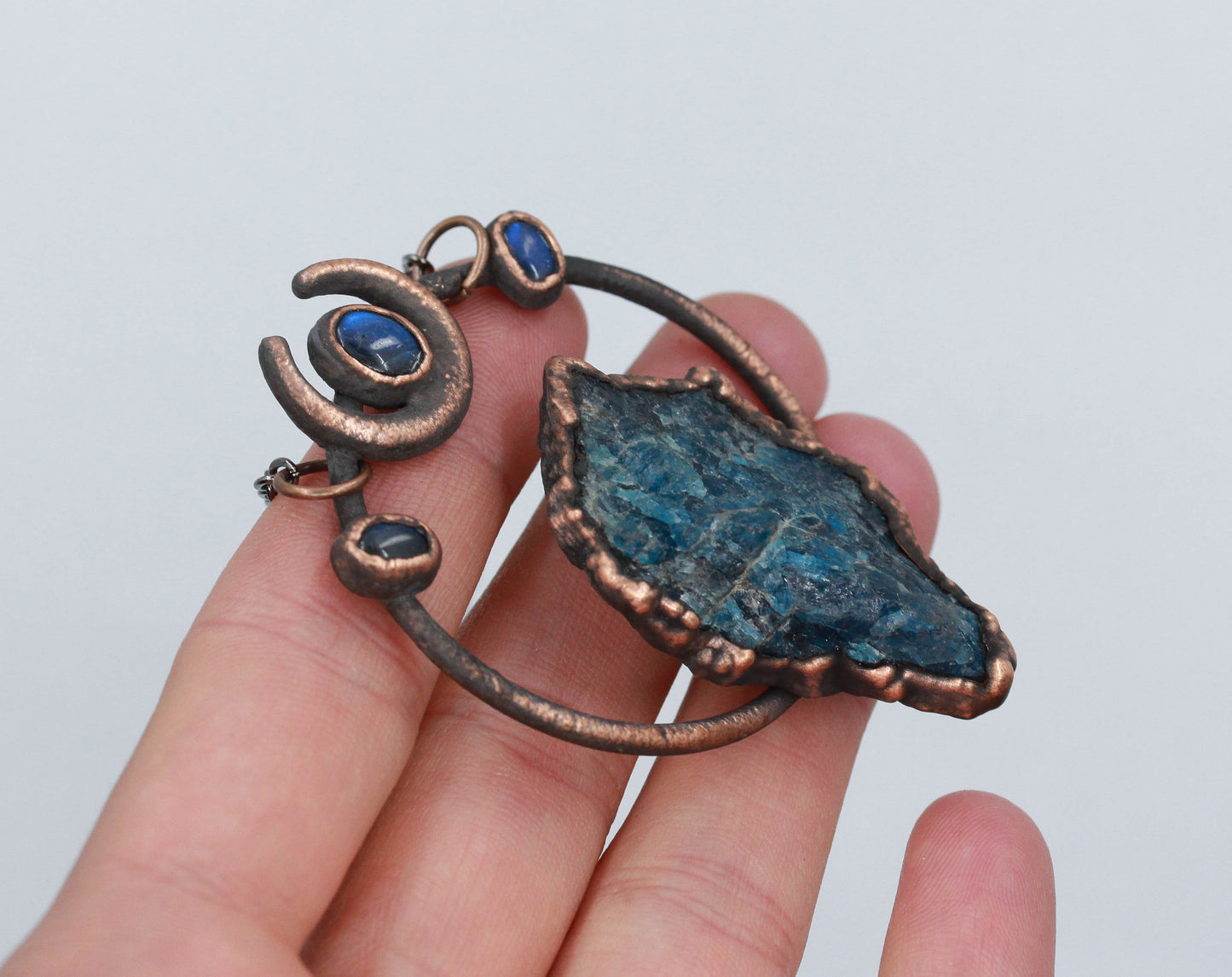 Apatite & Labradorite Moon Necklace