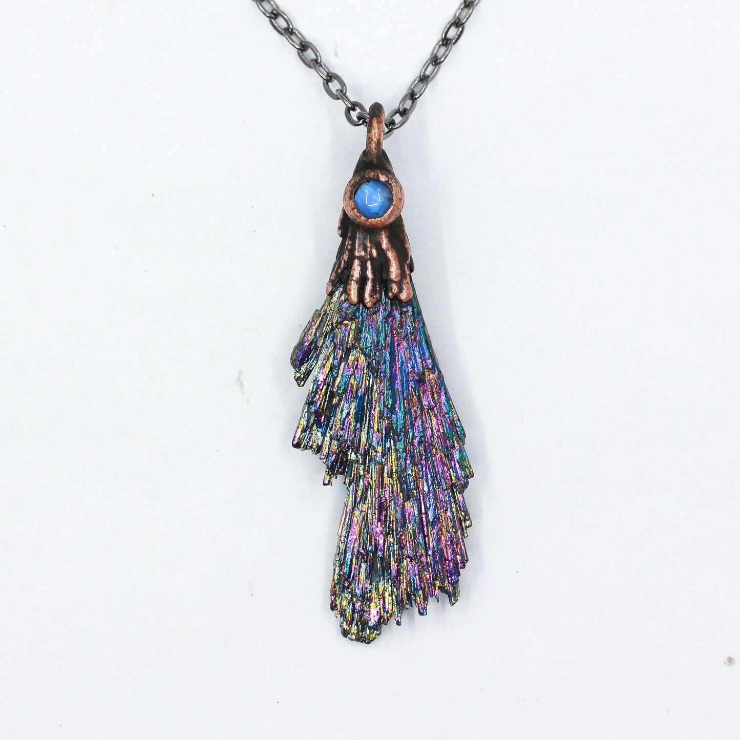Titanium Aura Kyanite & Moonstone Necklace