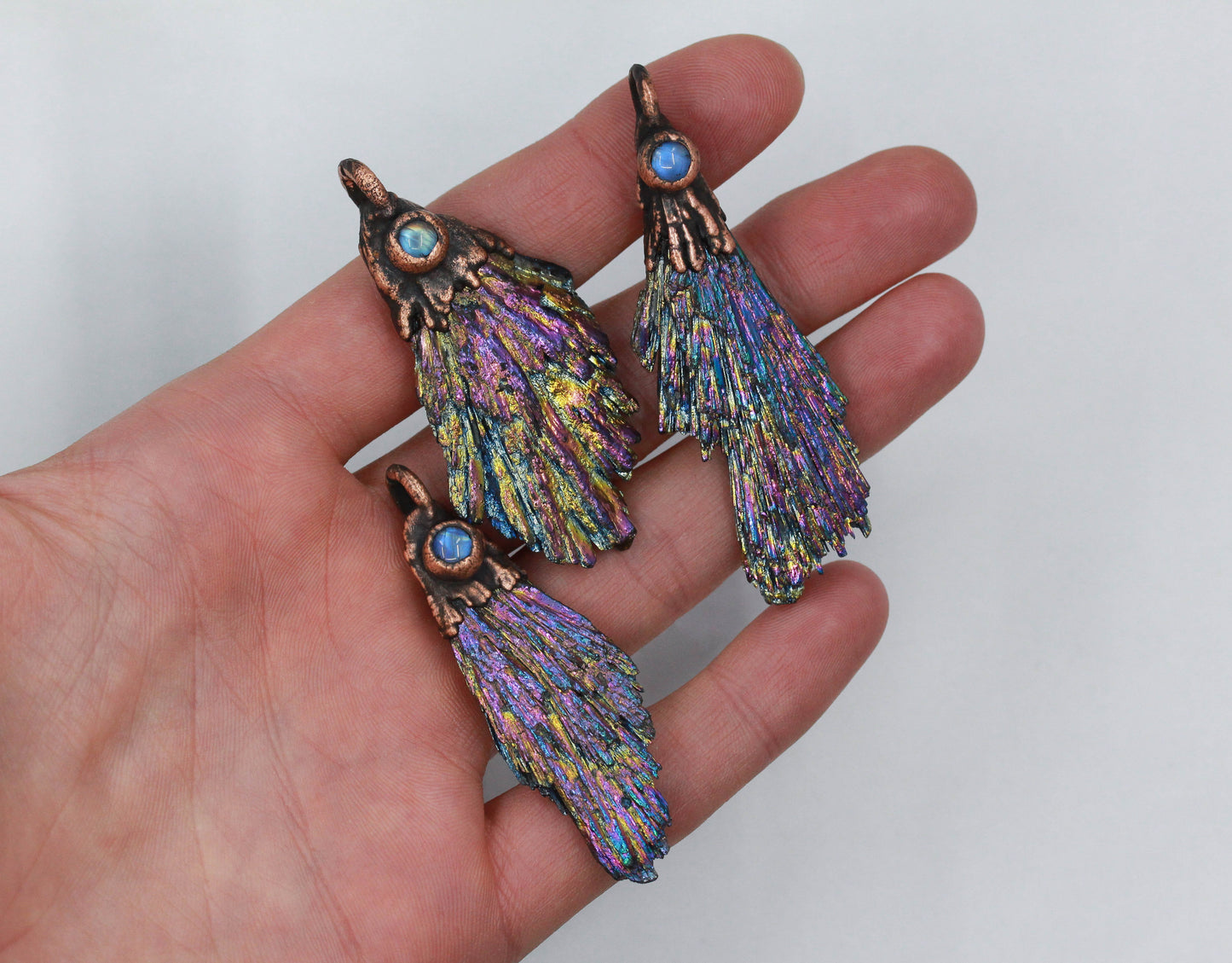 Titanium Aura Kyanite & Moonstone Necklace