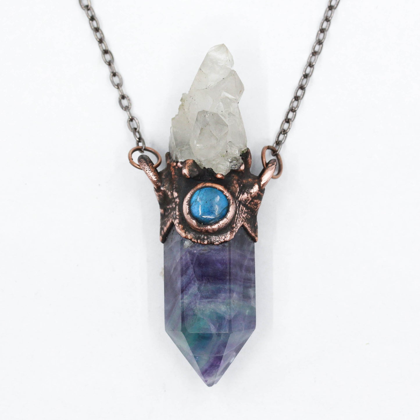 Fluorite, Quartz & Labradorite Necklace