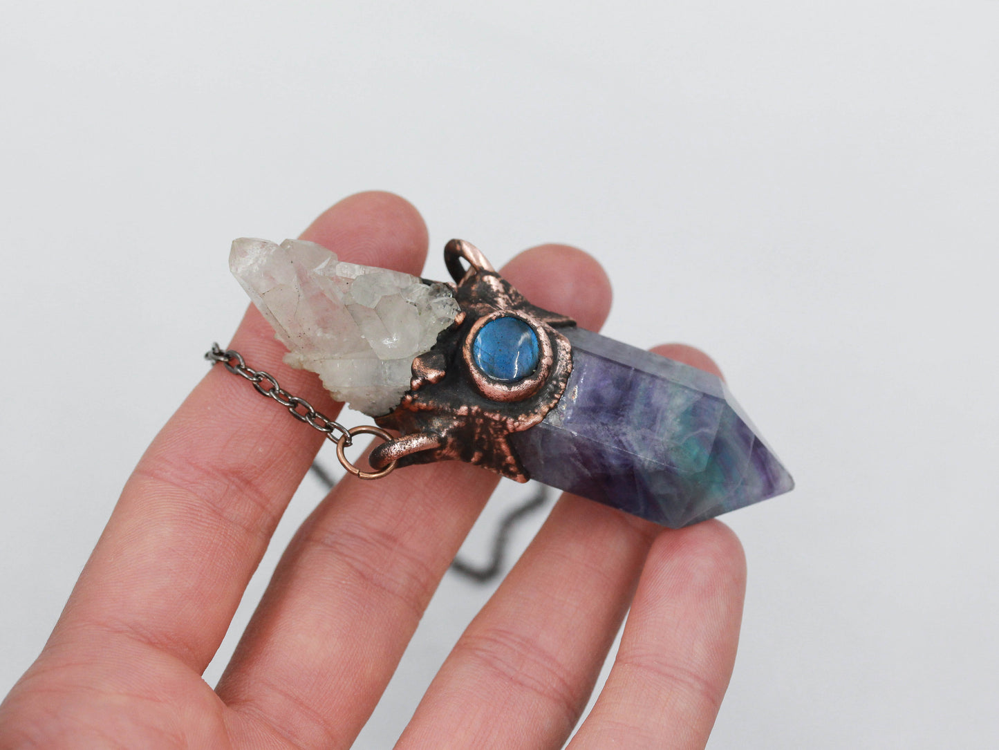 Fluorite, Quartz & Labradorite Necklace