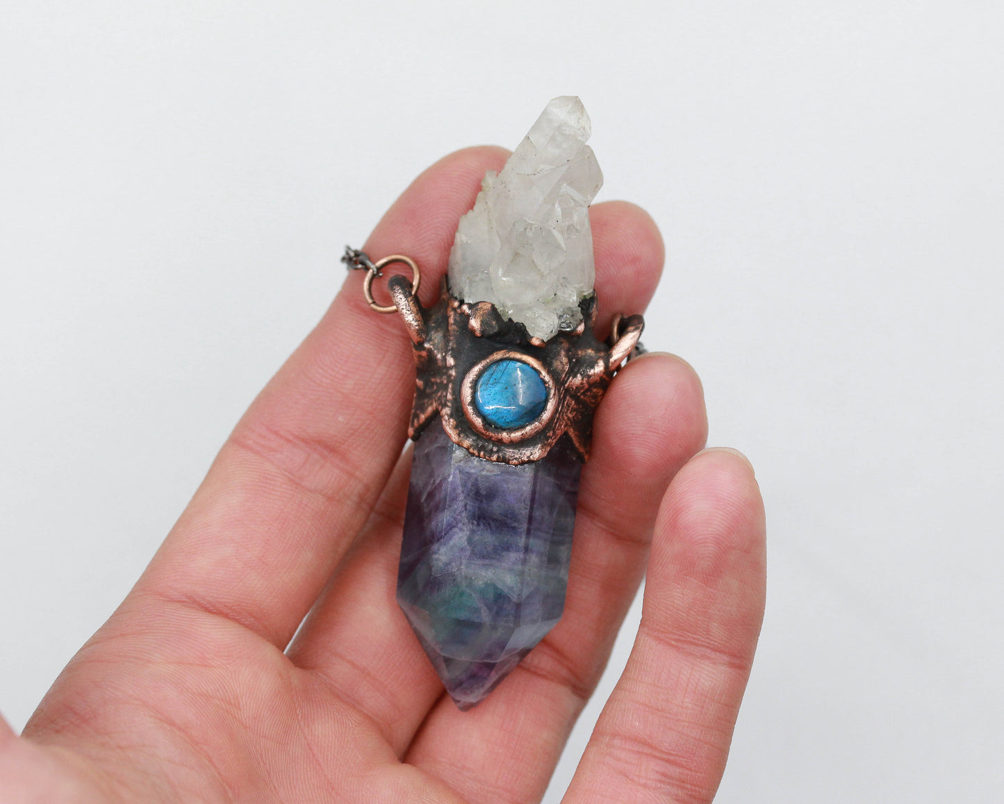 Fluorite, Quartz & Labradorite Necklace