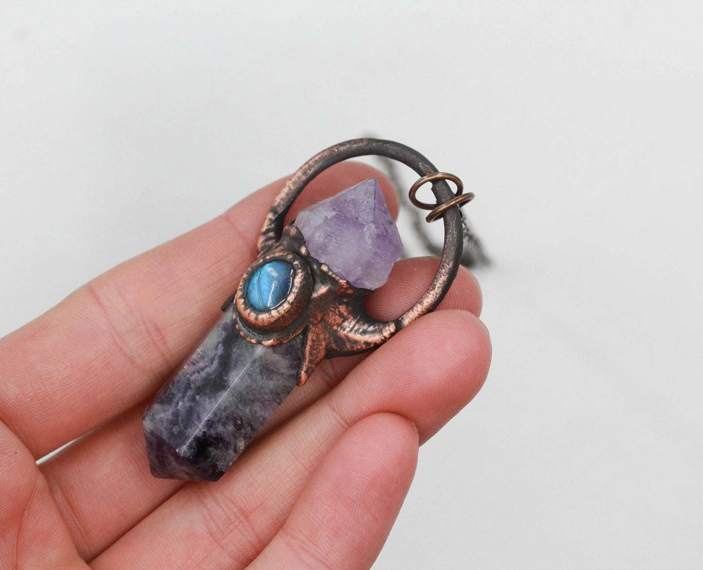 Fluorite, Amethyst & Labradorite Necklace