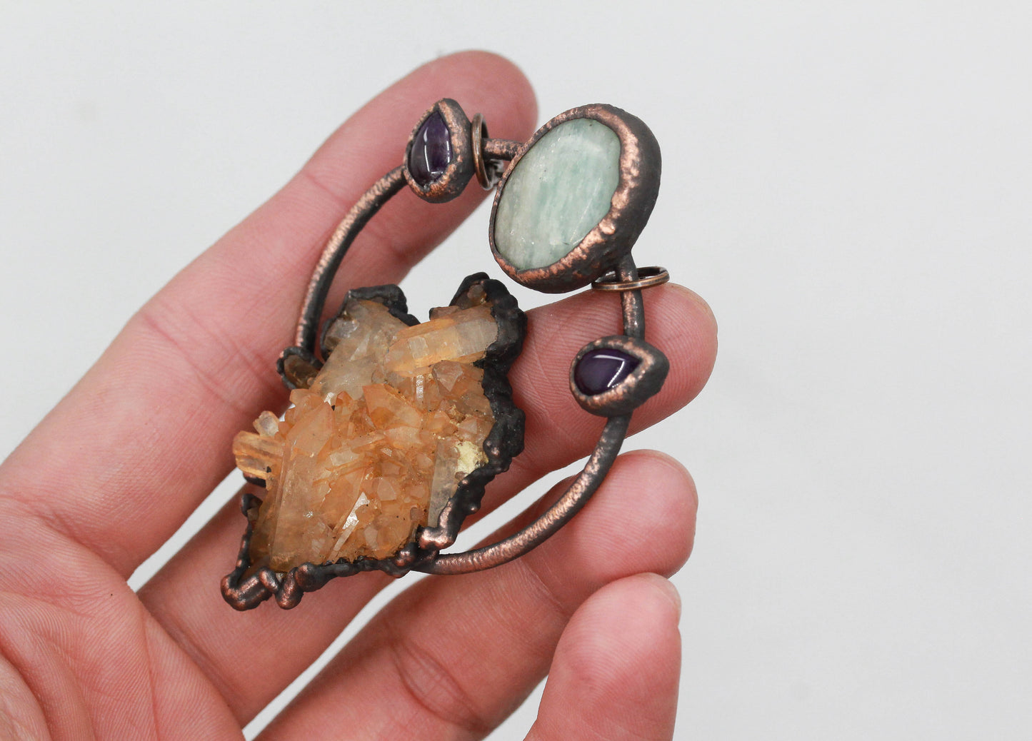 Golden Healer Quartz, Aquamarine & Amethyst Necklace