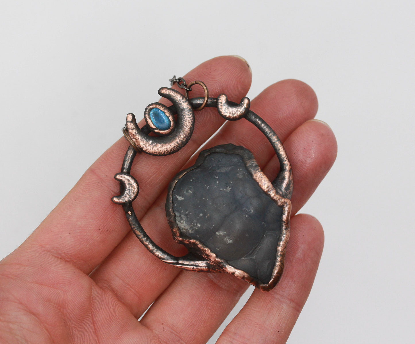 Chalcedony & Labradorite Moon Necklace
