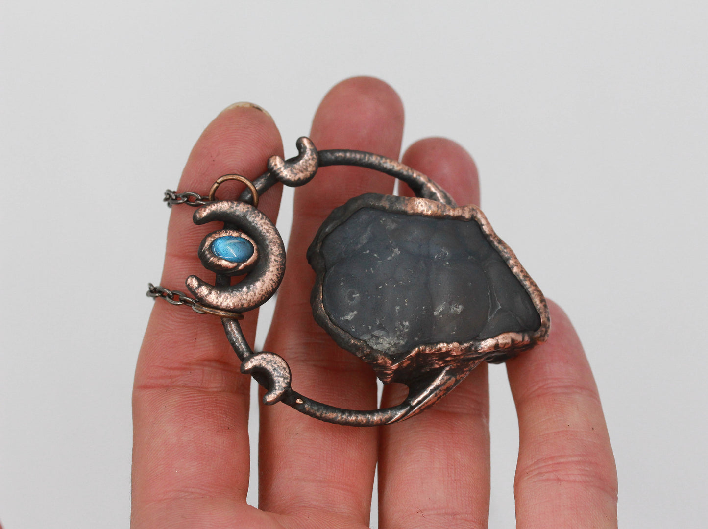 Chalcedony & Labradorite Moon Necklace