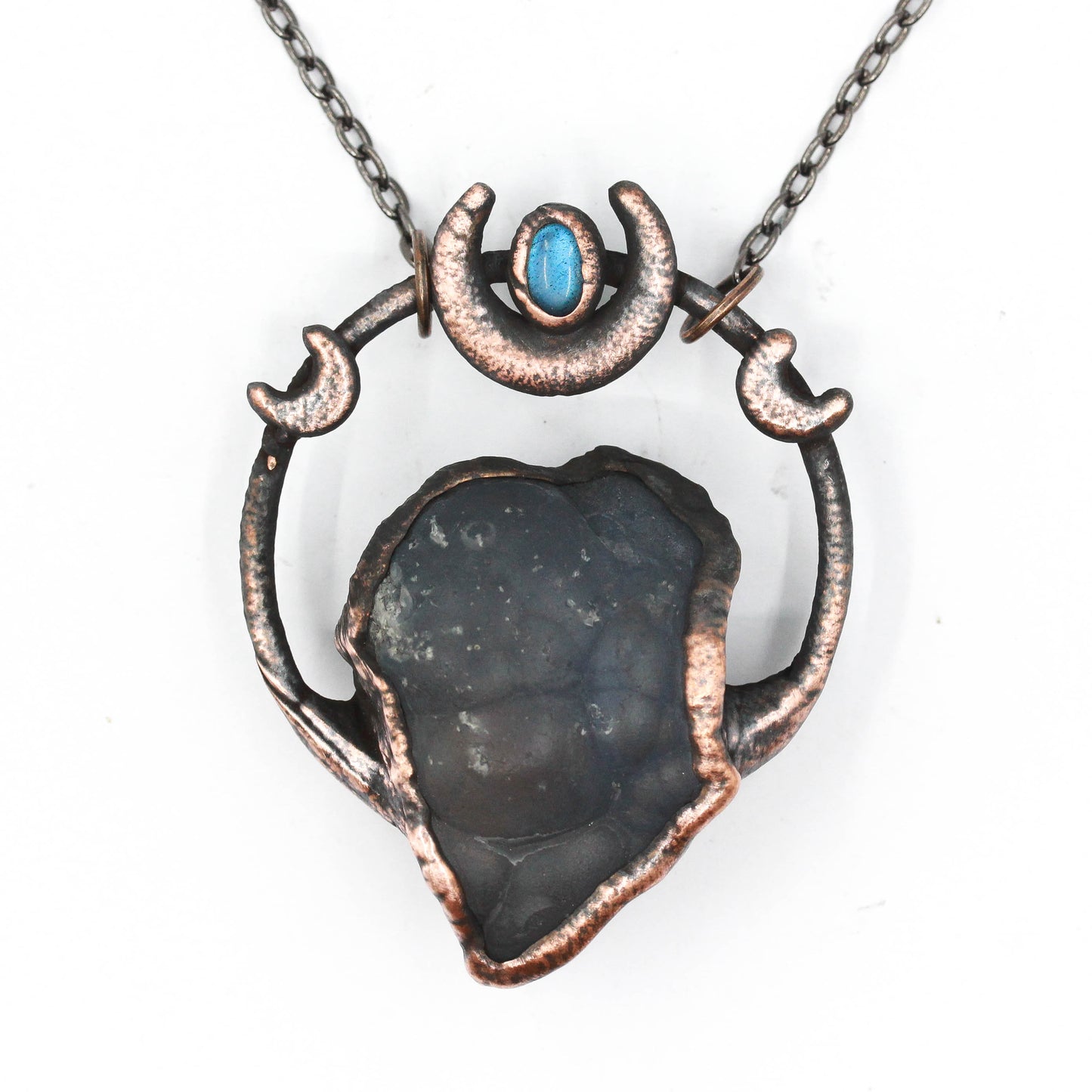 Chalcedony & Labradorite Moon Necklace