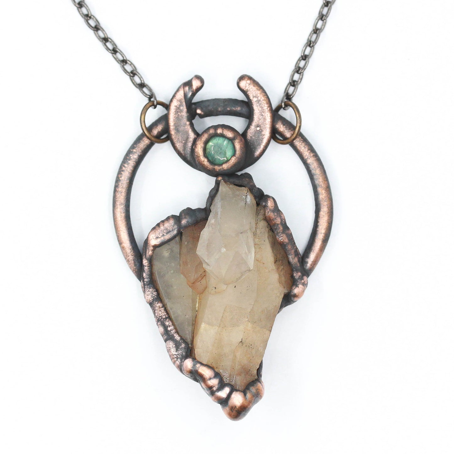 Quartz & Labradorite Moon Necklace