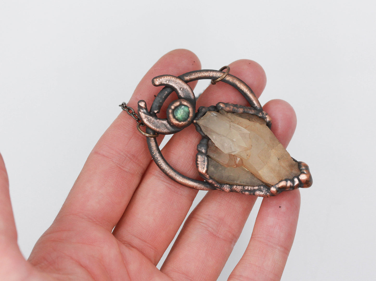 Quartz & Labradorite Moon Necklace