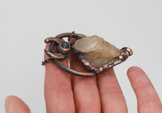 Quartz & Labradorite Moon Necklace