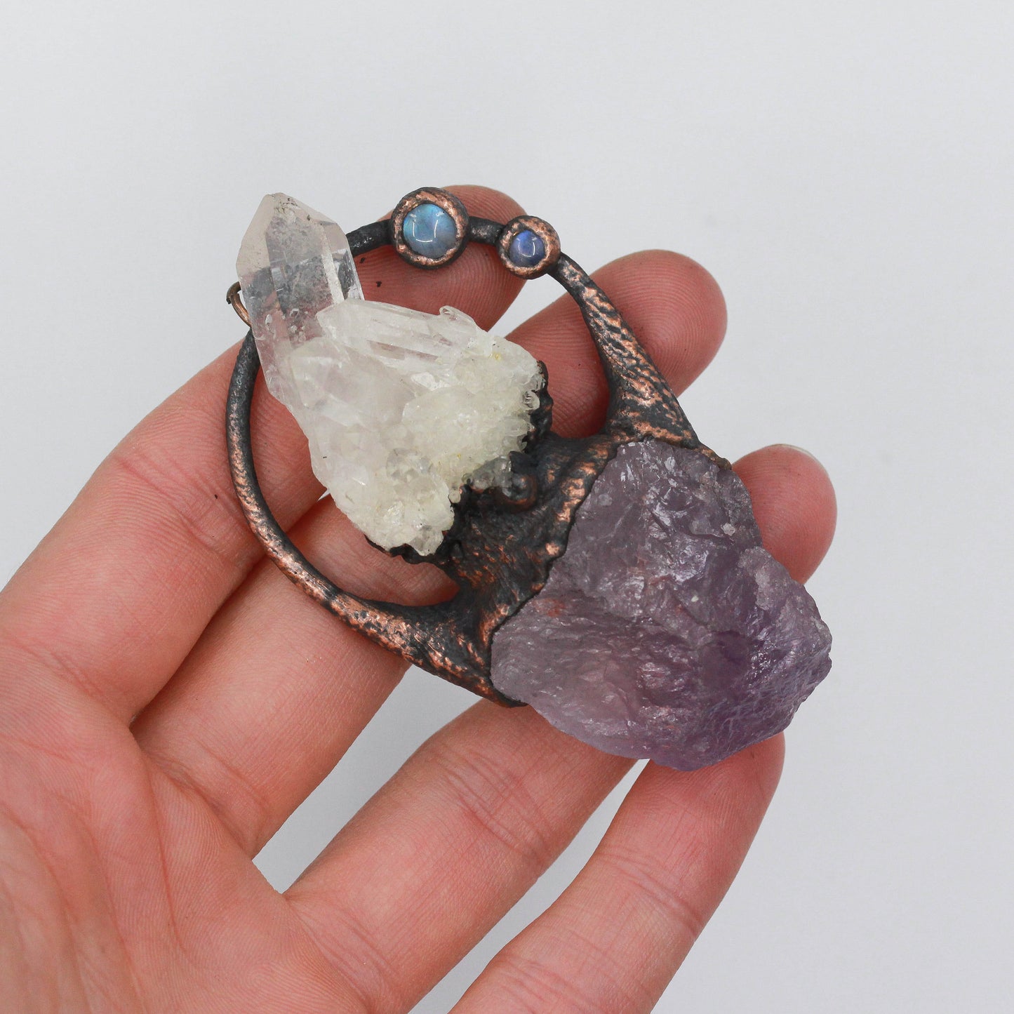 Amethyst, Quartz & Moonstone Necklace