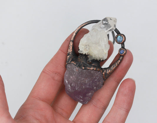 Amethyst, Quartz & Moonstone Necklace