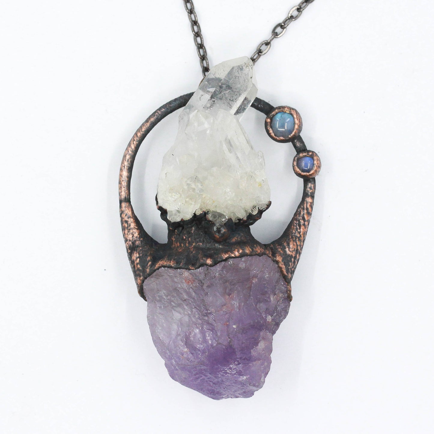 Amethyst, Quartz & Moonstone Necklace