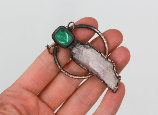 Kunzite & Malachite Necklace