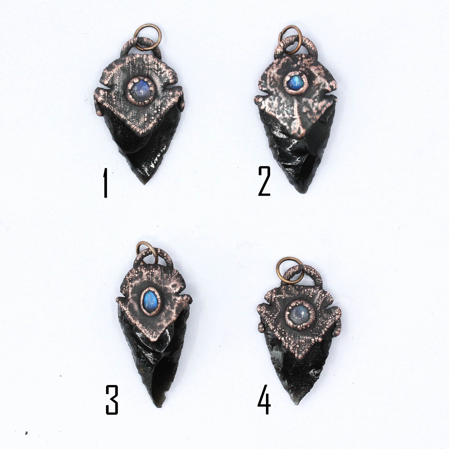 Mini Obsidian Arrowhead & Moonstone Necklace