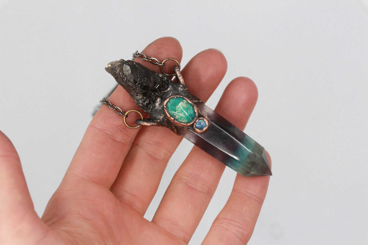 Fluorite, Smoky Quartz & Amazonite Necklace