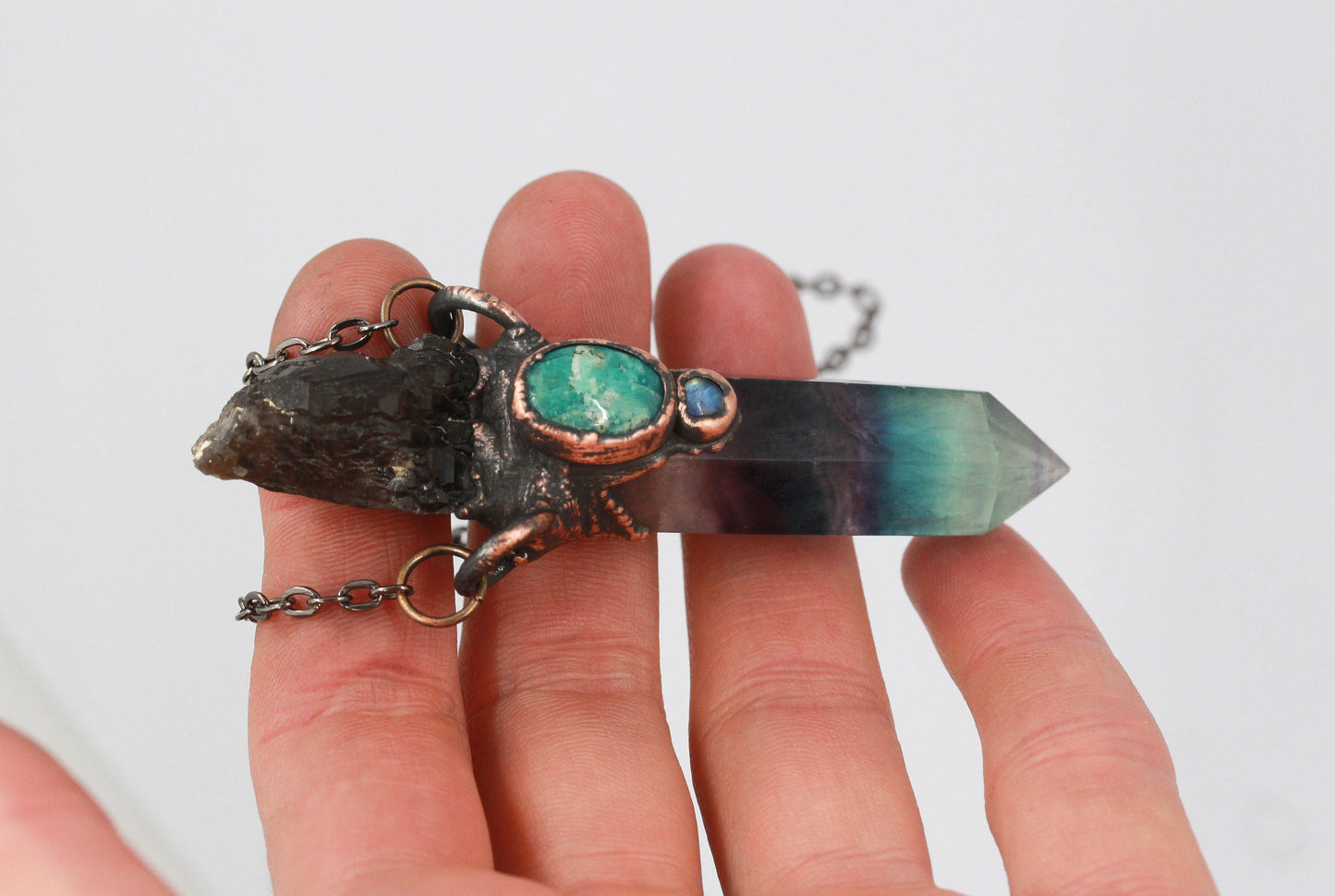Fluorite, Smoky Quartz & Amazonite Necklace