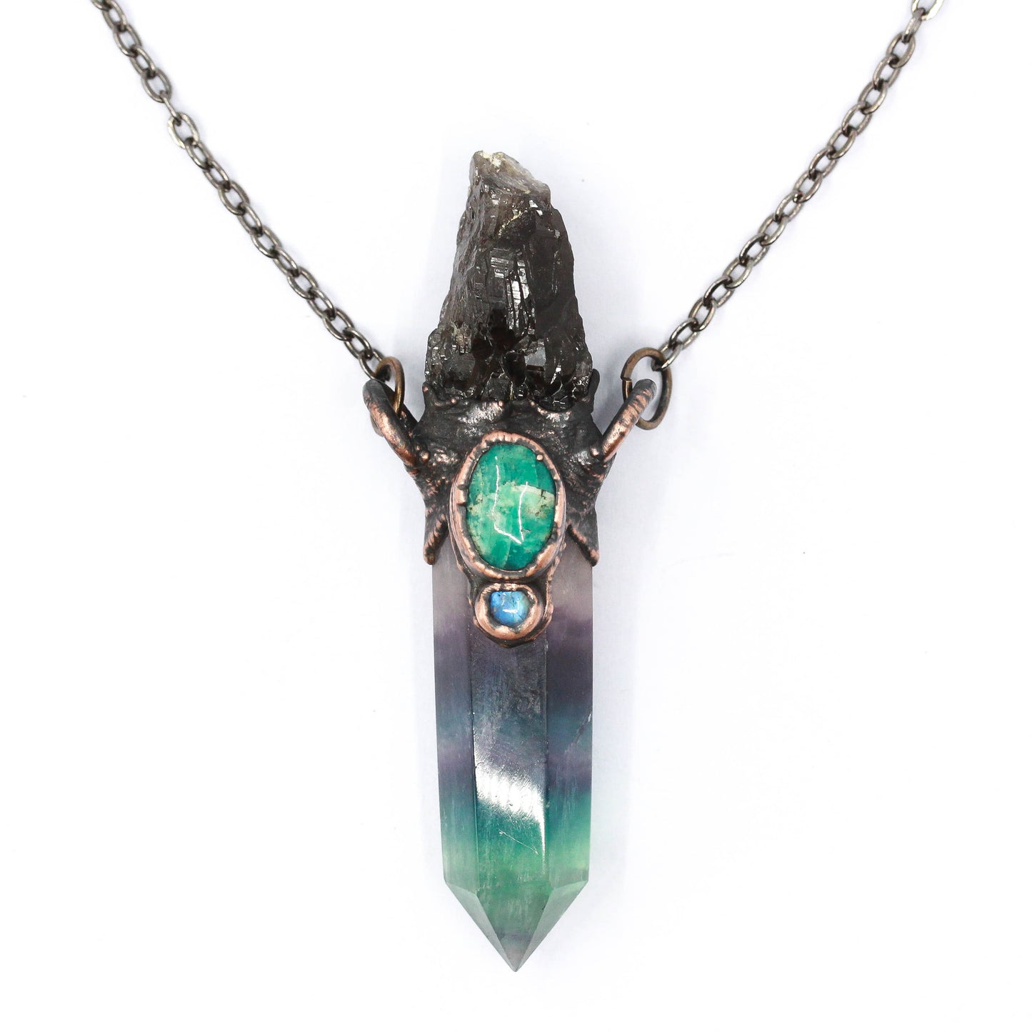 Fluorite, Smoky Quartz & Amazonite Necklace