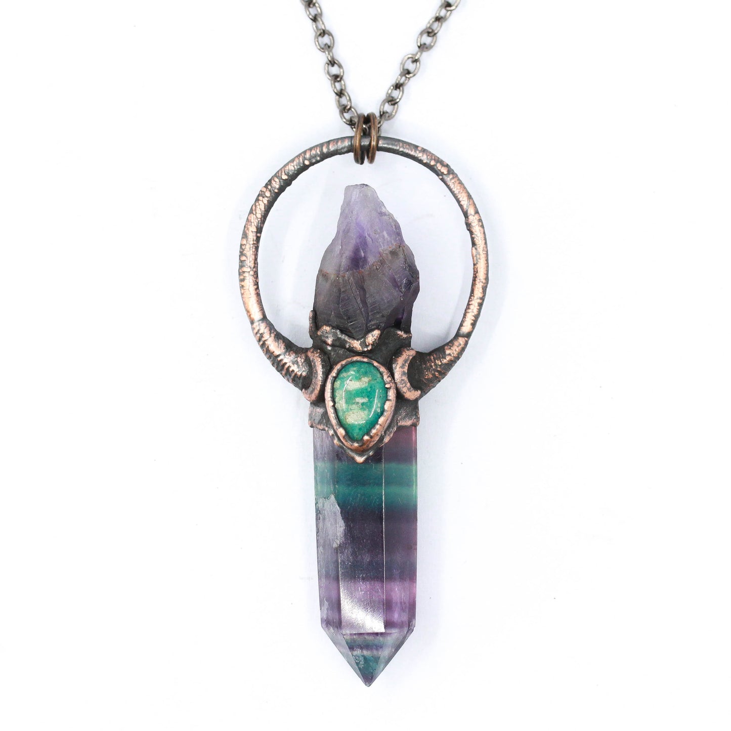 Fluorite, Amazonite & Amethyst Necklace