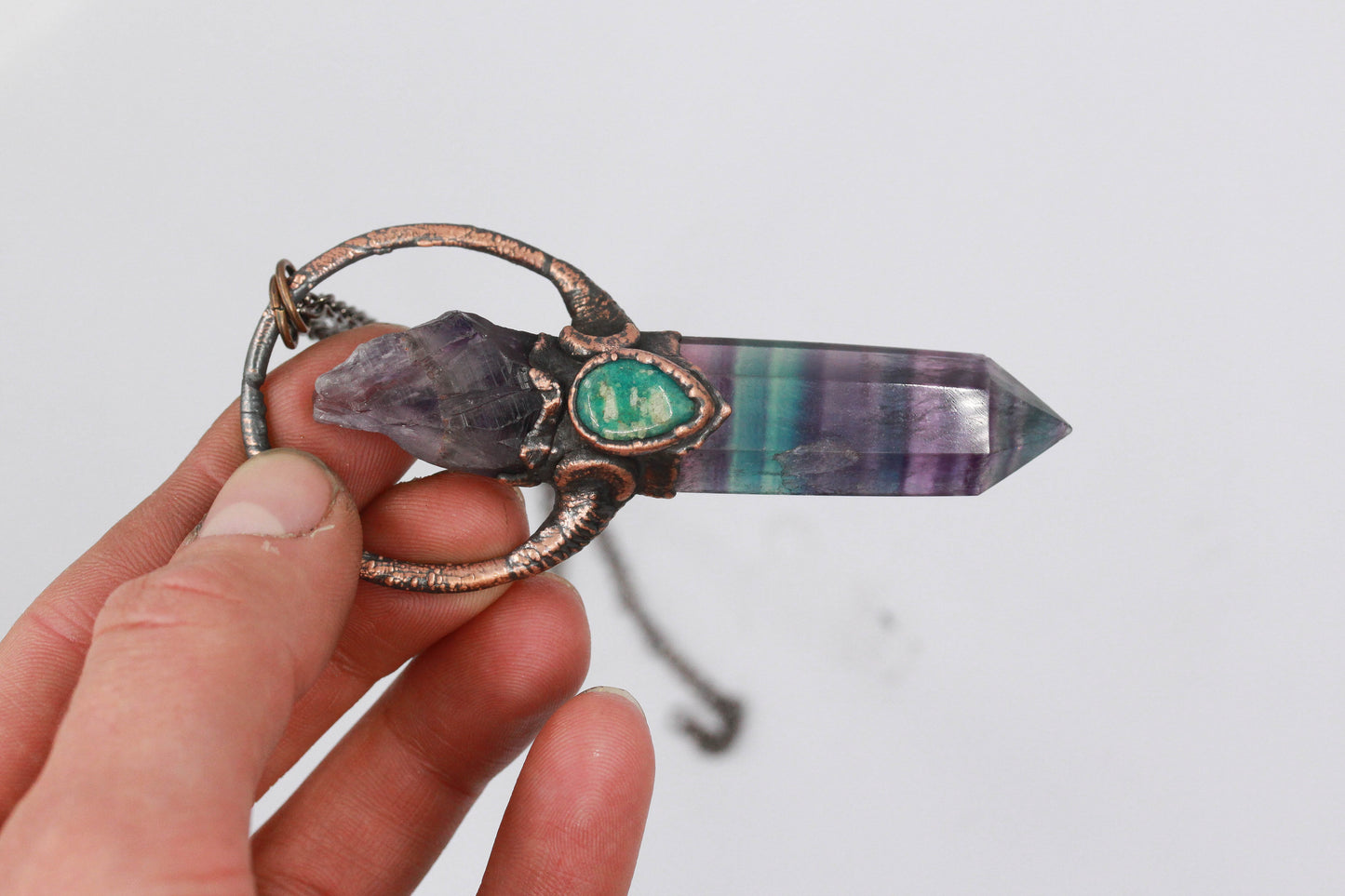 Fluorite, Amazonite & Amethyst Necklace