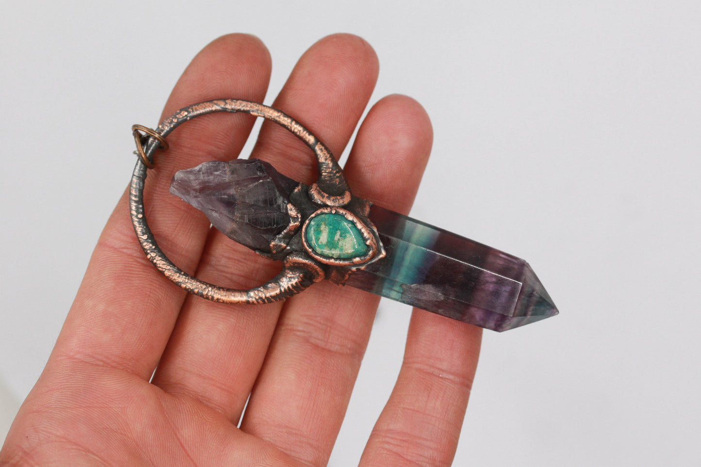 Fluorite, Amazonite & Amethyst Necklace