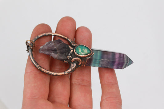 Fluorite, Amazonite & Amethyst Necklace