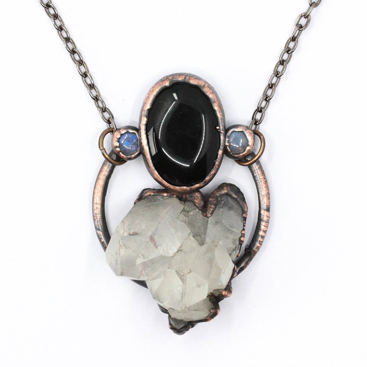 Quartz, Obsidian & Moonstone Necklace