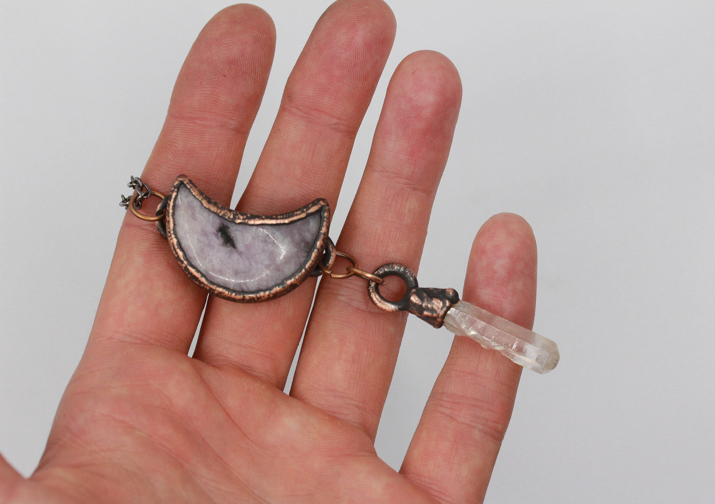 Amethyst Moon & Quartz Pendant
