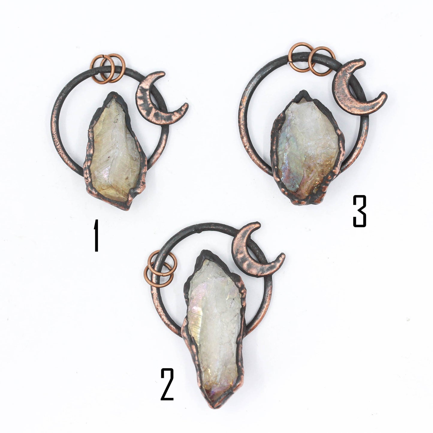 Small Aura Citrine Moon Necklace