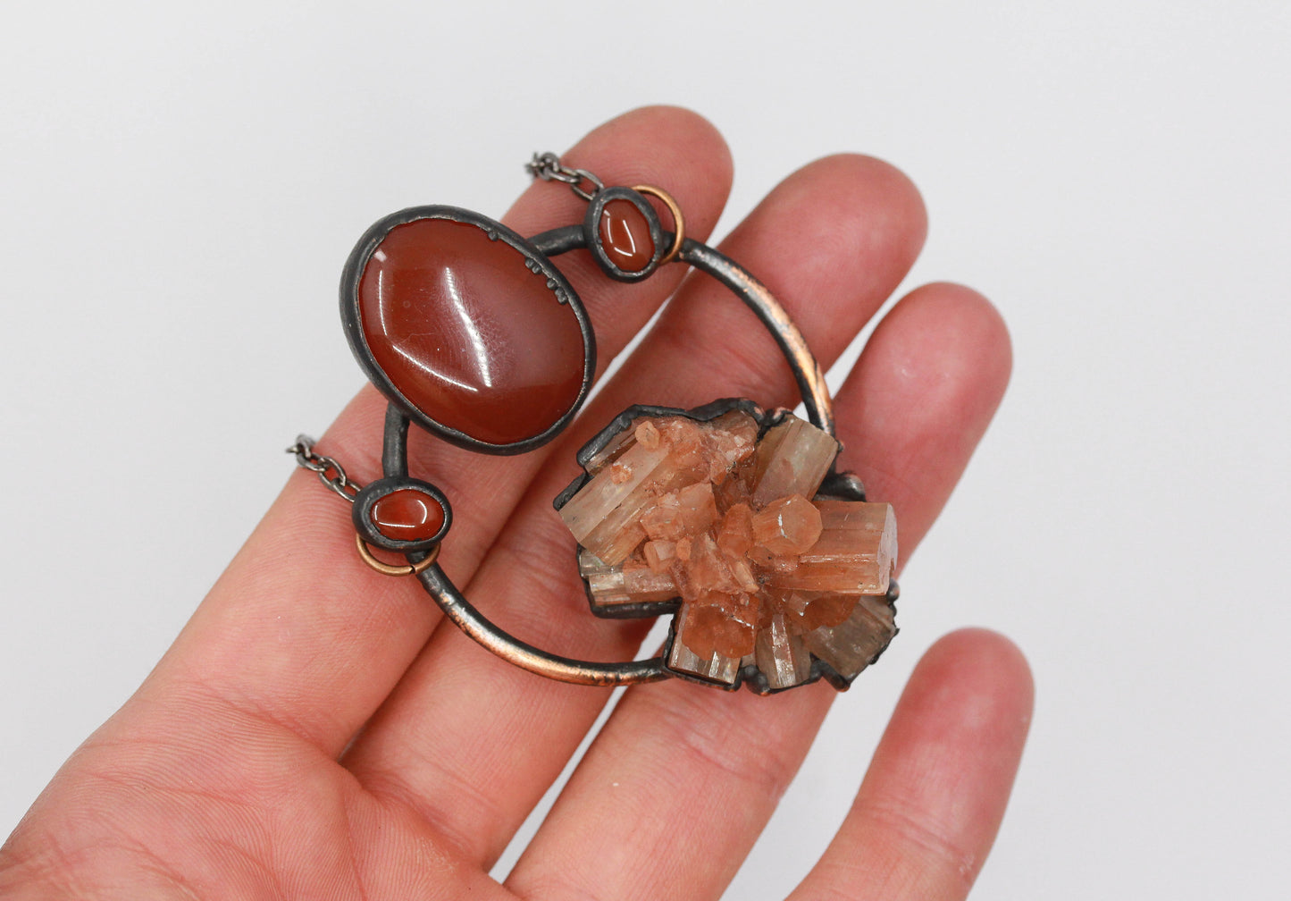Aragonite, Red Jasper & Carnelian Necklace
